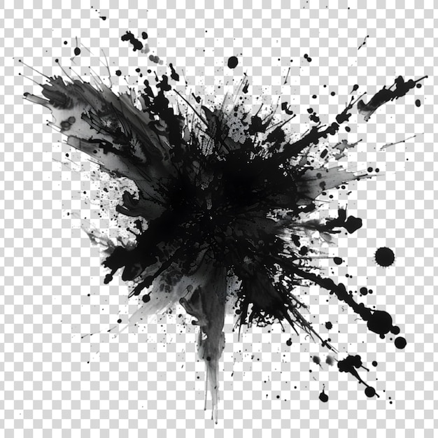 PSD black ink splash isolated on a transparent background