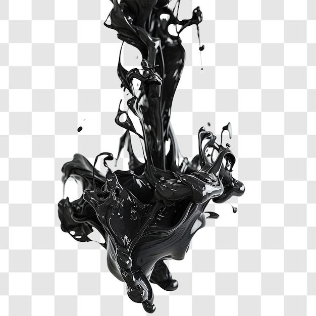 PSD black ink splash on white background render ultra real