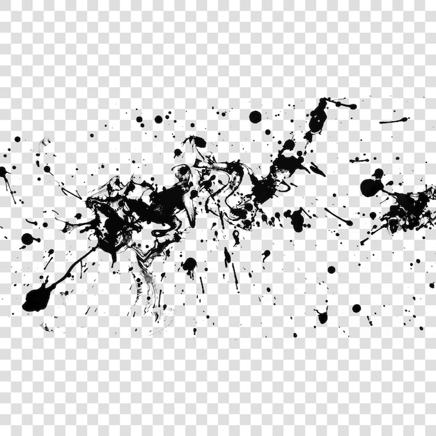 PSD black ink splatteron transparent background