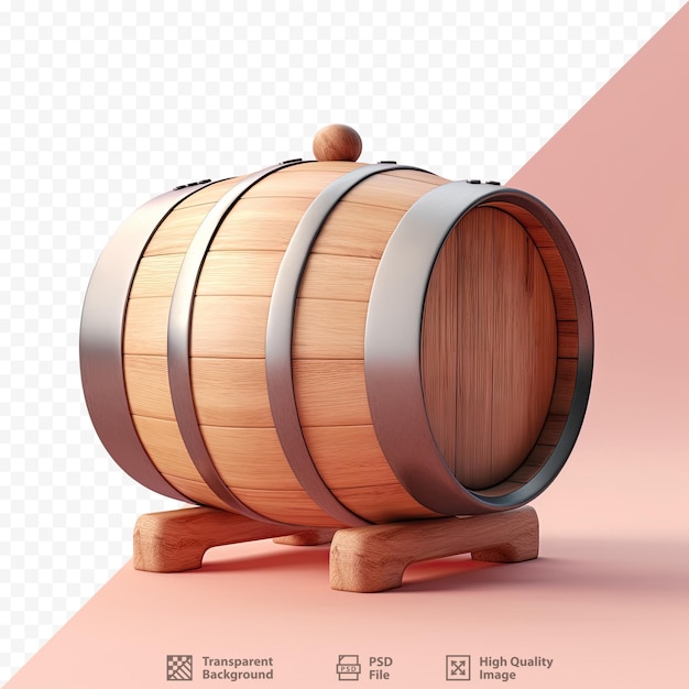 Black isolated wooden barrel with wine or beer on top