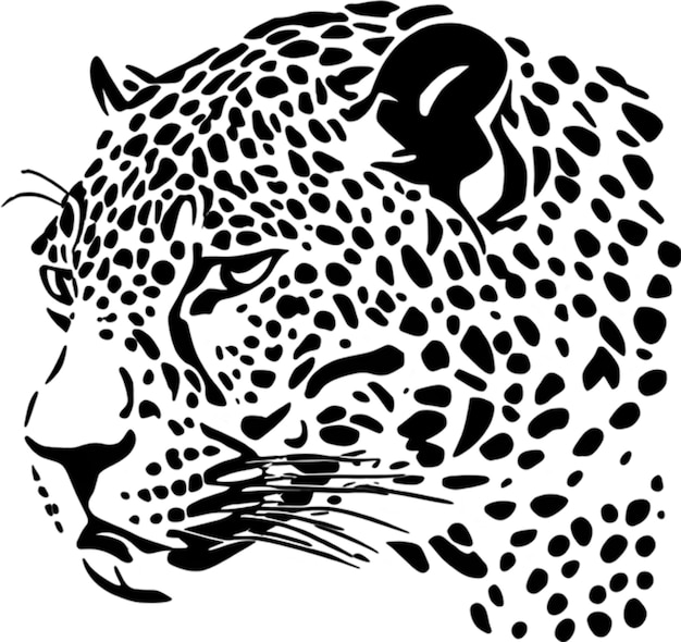 PSD black jaguar stencil art sleek powerful feline silhouette