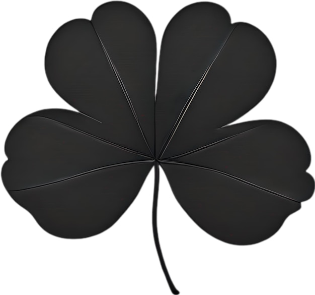 PSD a black leaf clover with a black ribbon around it