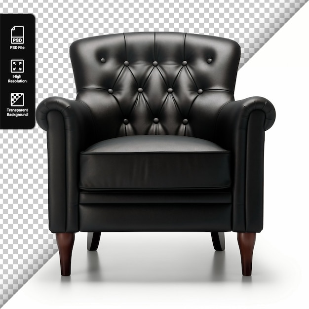 black leather chair isolated on a transparent background