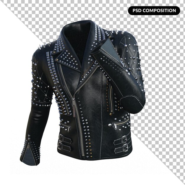 Black Leather Jacket isolated 3d rendering