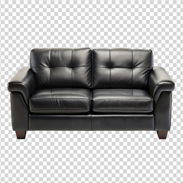 Black leather sofa couch Isolated on white background