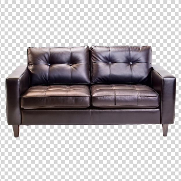 Black leather sofa couch Isolated on white background