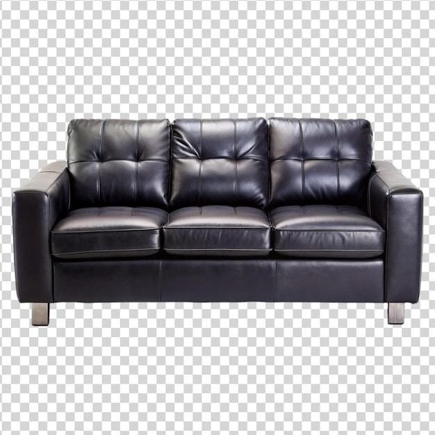 Black leather sofa couch Isolated on white background