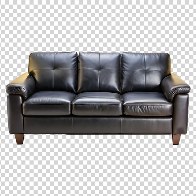 Black leather sofa couch Isolated on white background