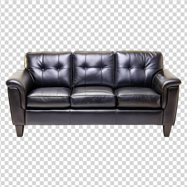 Black leather sofa couch Isolated on white background