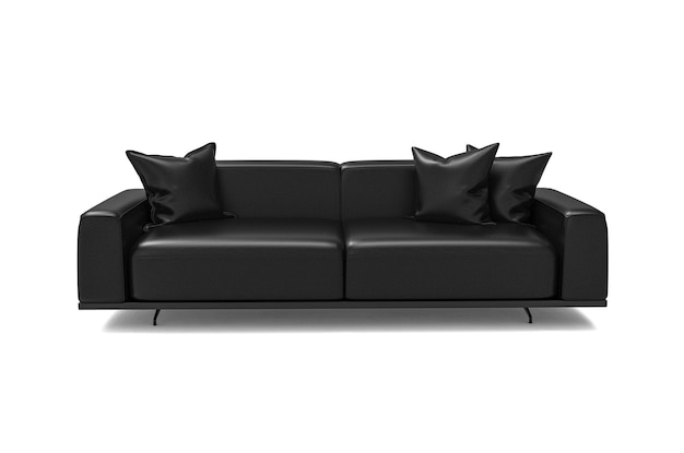 Black Leather Sofa Isolated On White Background