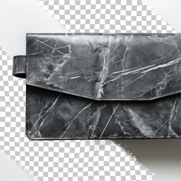 PSD a black leather wallet with a white and black leather strap