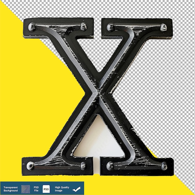 Black Letter X Isolated on White Background Minimalist Typography transparent background PNG PSD