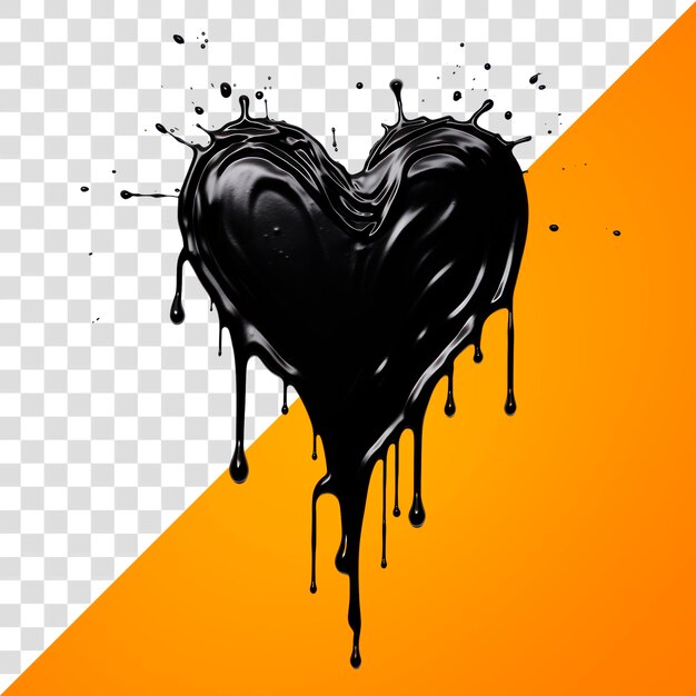 PSD black liquid splash heart shape contemporary