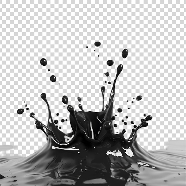 PSD black liquid splash isolated over a transparent background