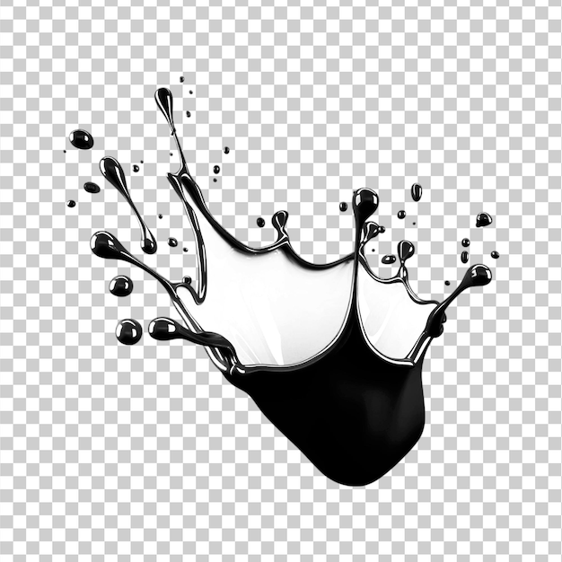 PSD black liquid splash isolated on white background