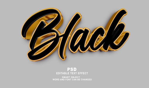 Black luxury 3d editable photoshop text effect style with premium background