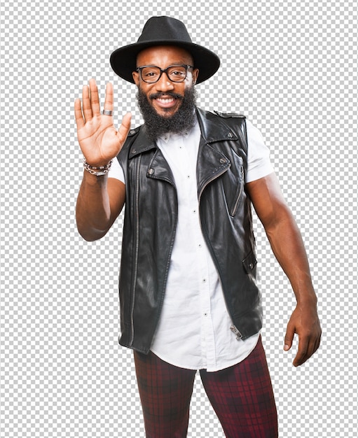 Black man doing a stop gesture