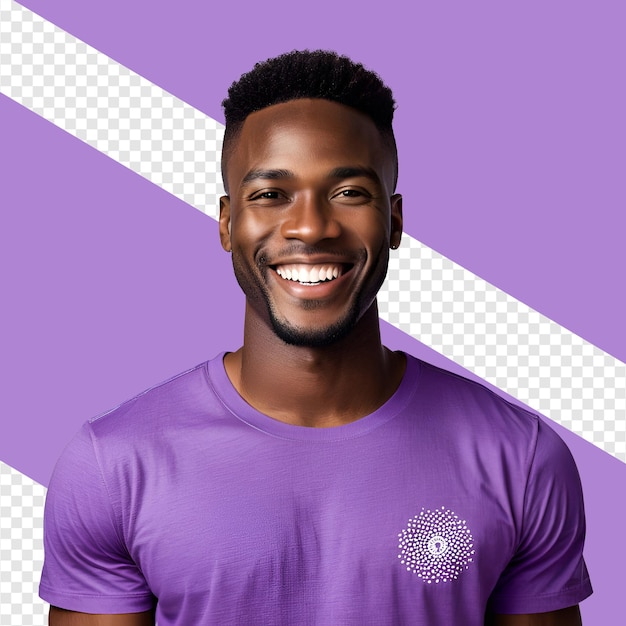 A Black Man Smiling with Purple Tshirt