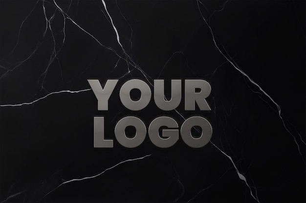 Black marble leather background logo mockup