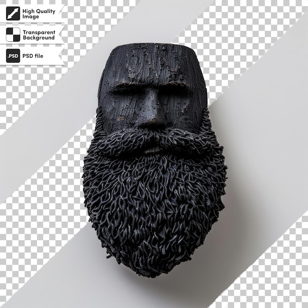 PSD a black mask with a beard on it and a beard on the front