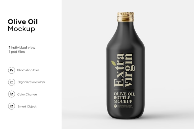 Black Matte Olive Oil Bottle Mockup