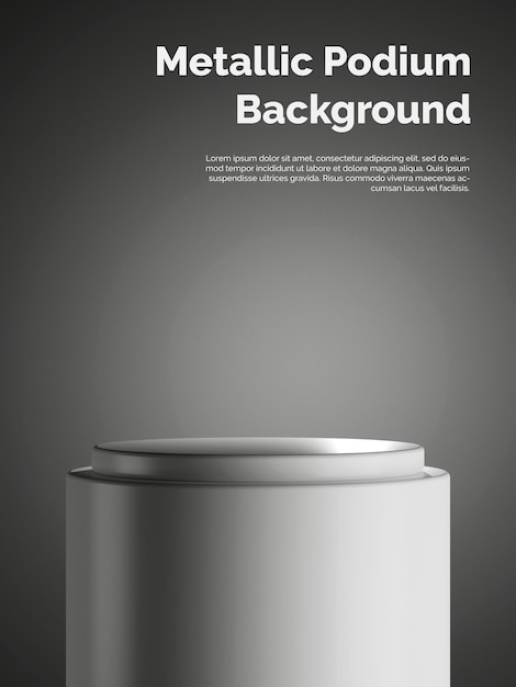 Black metal podium with gradient gray background