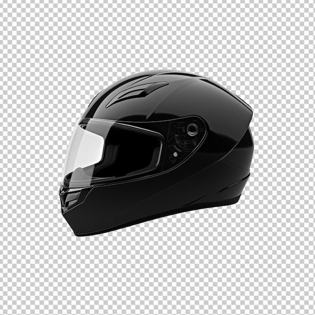 Black motorcycle helmet isolated on transparent background