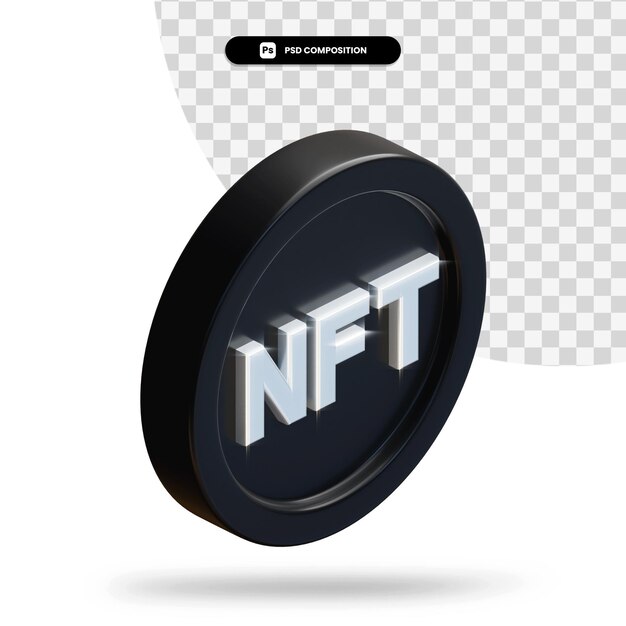 Black nft coin 3d rendering isolated