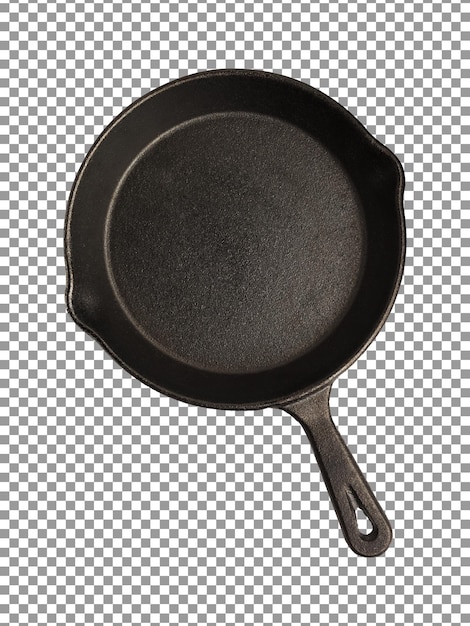 Black nonstick frying pan isolated on transparent background