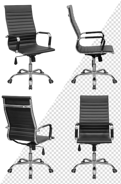 Black office chair. Isolated from the background. View from different sides