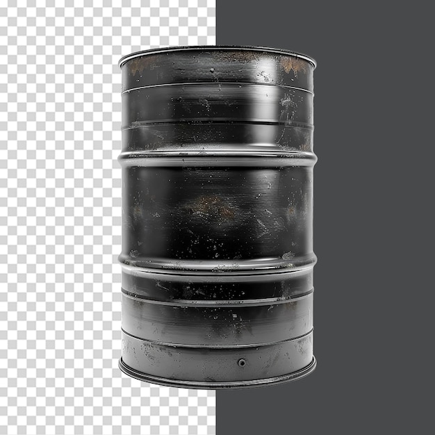 Black oil barrel isolated on transparent background