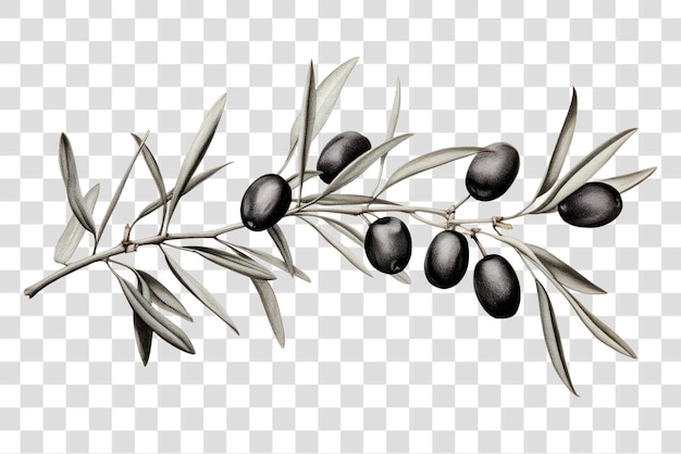 PSD black olives branch illustration