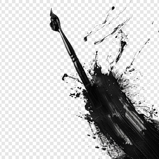 PSD black paintbrush with splashes