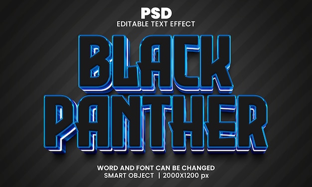 Black Panther movie style 3d editable photoshop text effect style with background