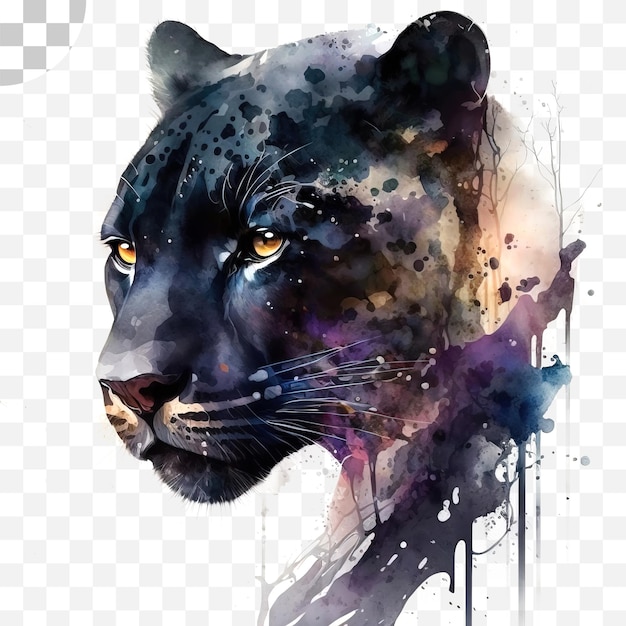 A black panther poster with a watercolor effect - png download