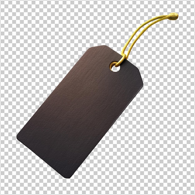 Black Paper Tag with Yellow String HighQuality Isolated Label cut out isolated PNG transparent