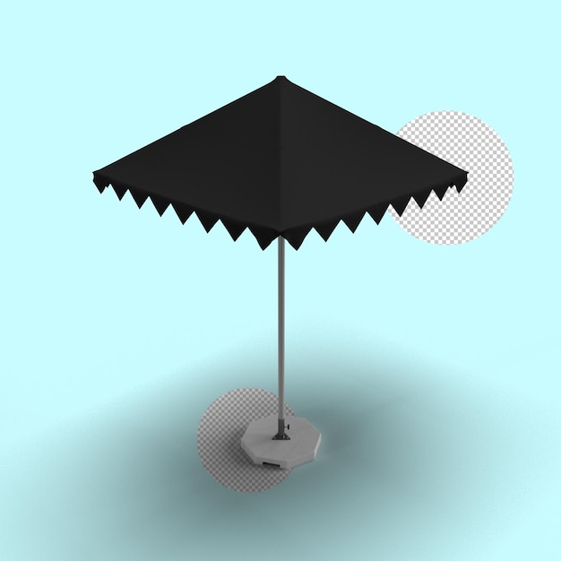 Black Parasol Umbrella Marquee Cover with a transparent background 3D rendered illustration View 1