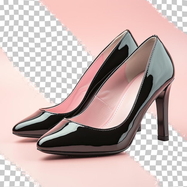 Black patent leather women s shoes on a transparent background