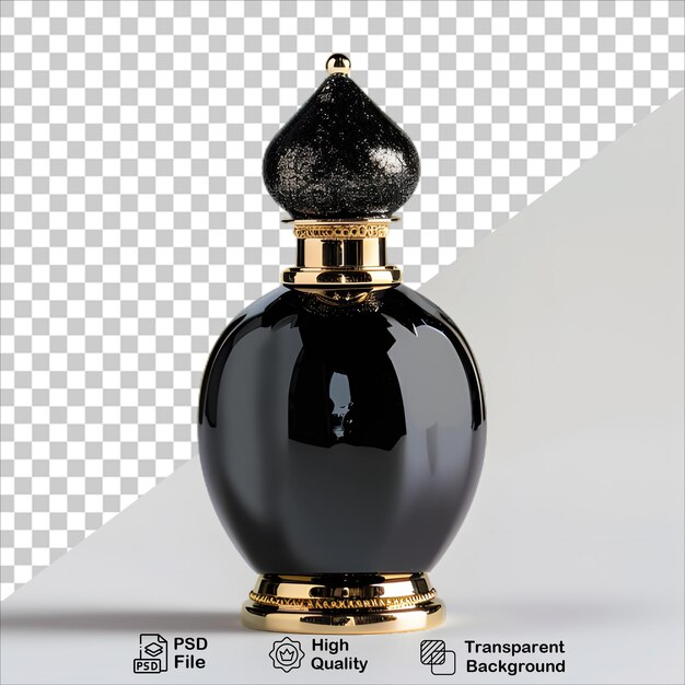 PSD a black perfume bottle with gold accents