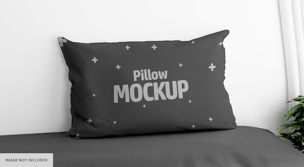 Black Pillow Mockup on Bed