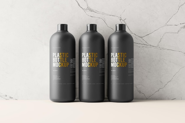 Black Plastic Bottle Mockup