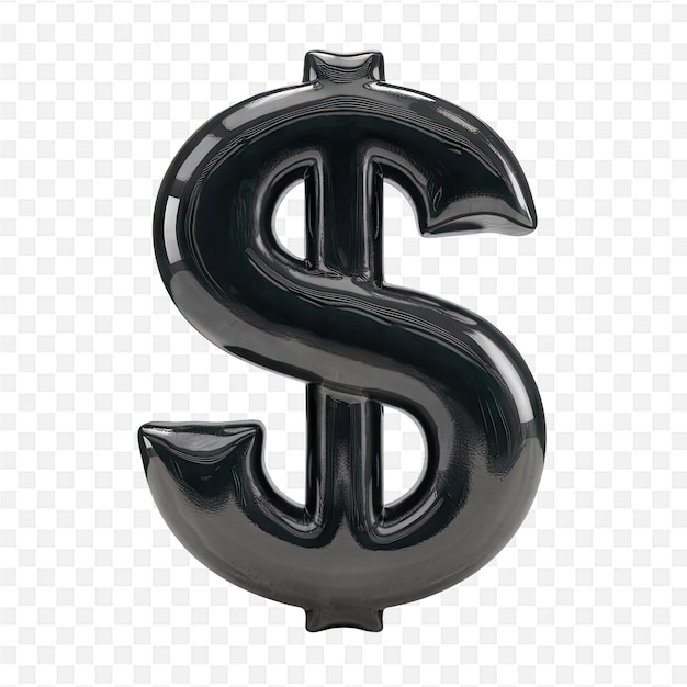 a black plastic dollar sign with a white background