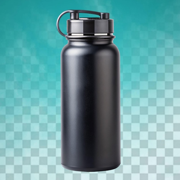 black plastic water bottle