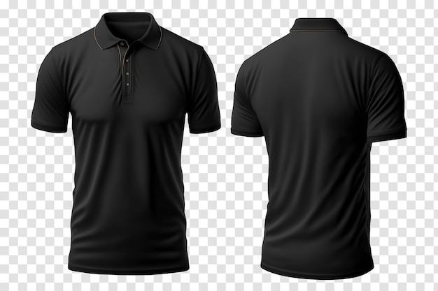 Black polo shirts front and back