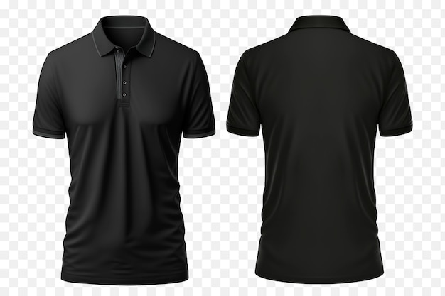 Black polo shirts front and back