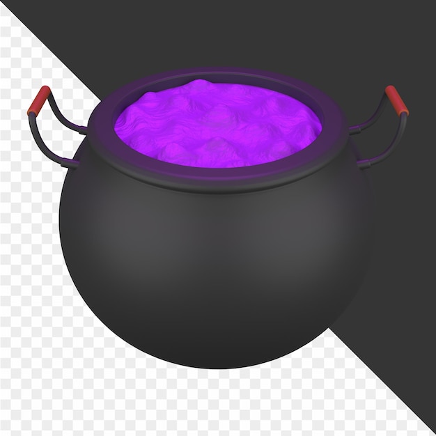 PSD a black pot with a purple light inside it