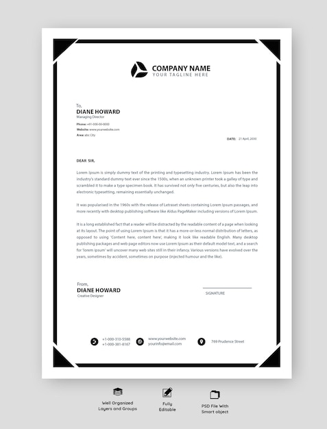 black professional and beautiful letterhead