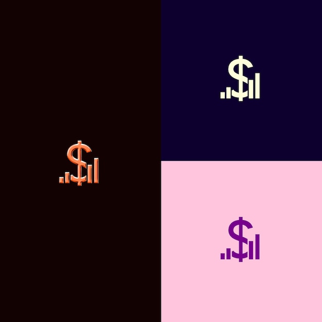 PSD a black and purple background with the letters dollar