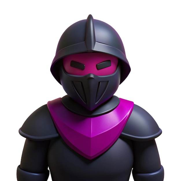 PSD a black and purple knight with a purple helmet and purple vest