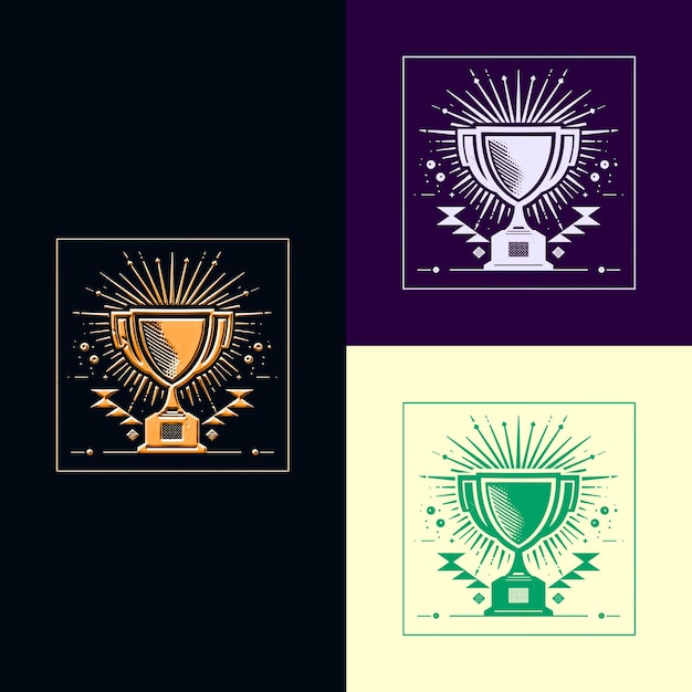 a black and purple logo for the sun and a picture of a trophy